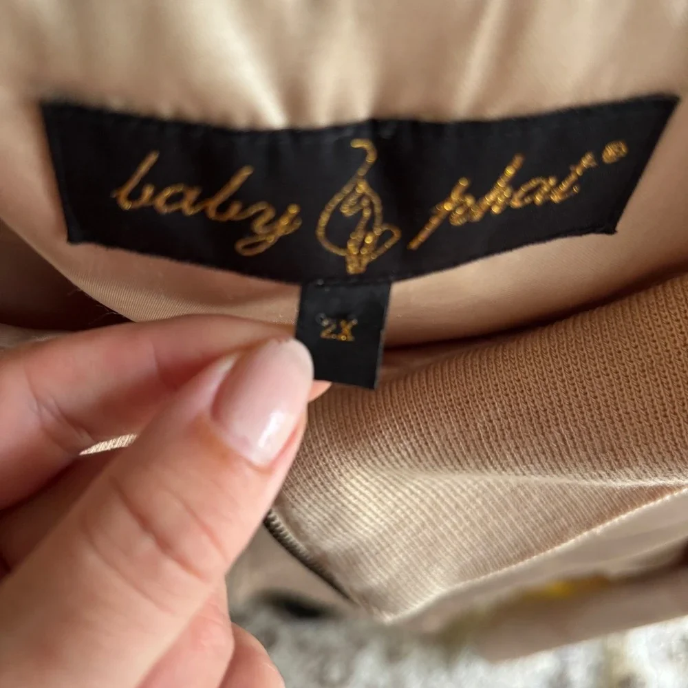 Baby Phat Women's 2X‎ Champagne Bomber Jacket Embroidered Logo Y2K - Picture 5 of 16